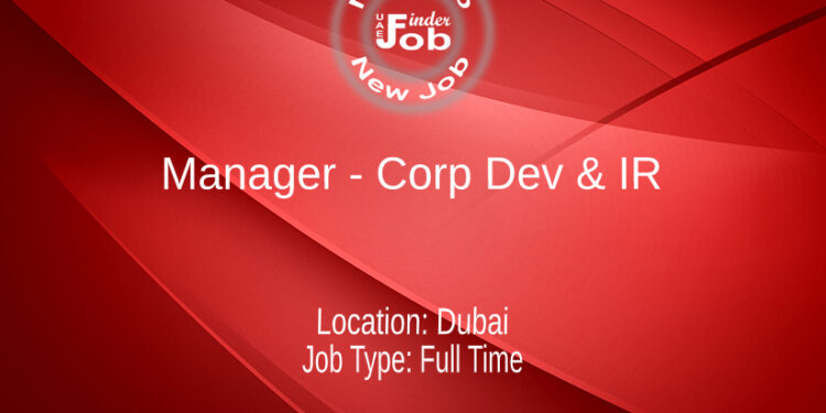 Manager - Corp Dev & IR